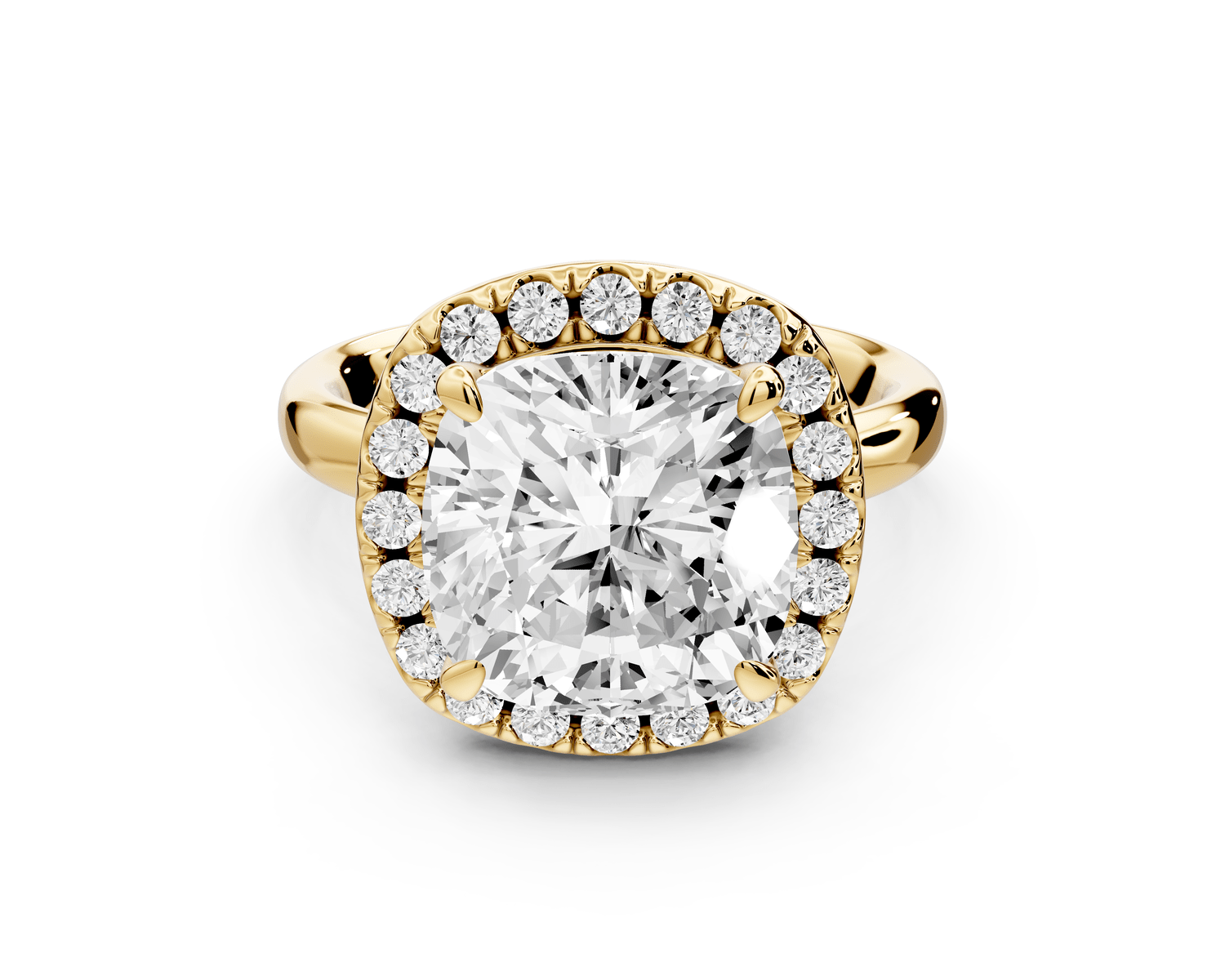 Eliana - 5ct 18k yellow gold cushion diamond with halo engagement ring - Mr. Alex Jewelry