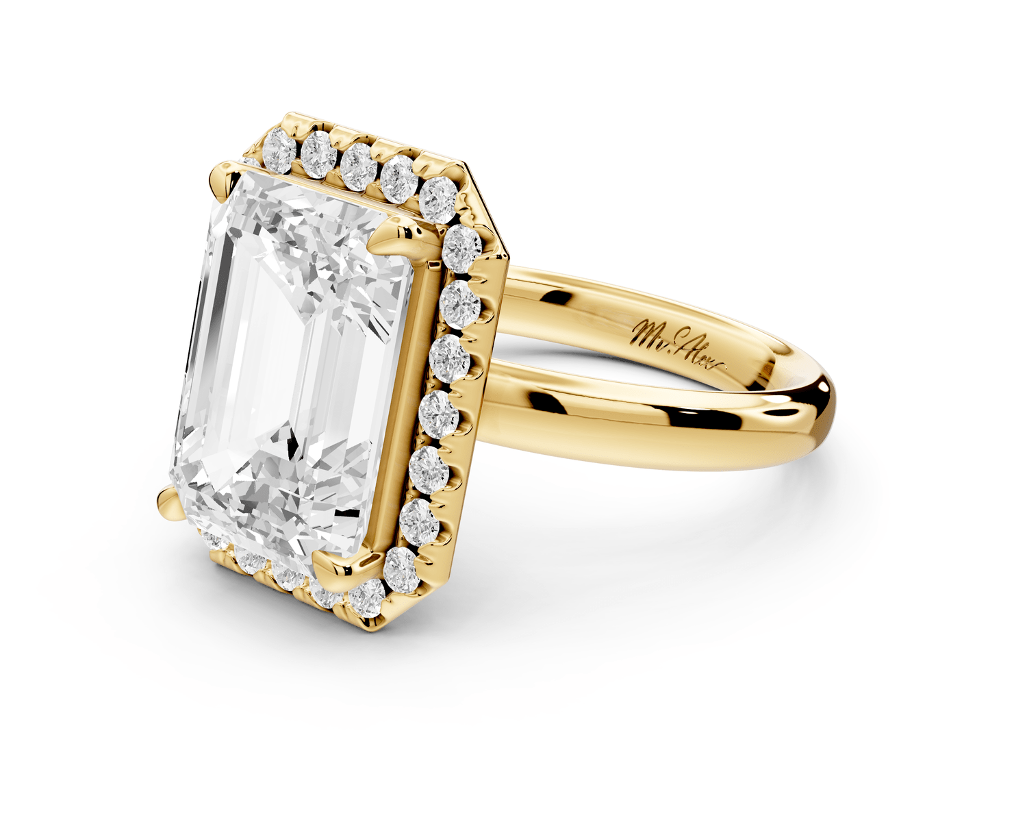 Eliana - 5ct 18k yellow gold oval diamond with halo engagmennt ring - Mr. Alex Jewelry