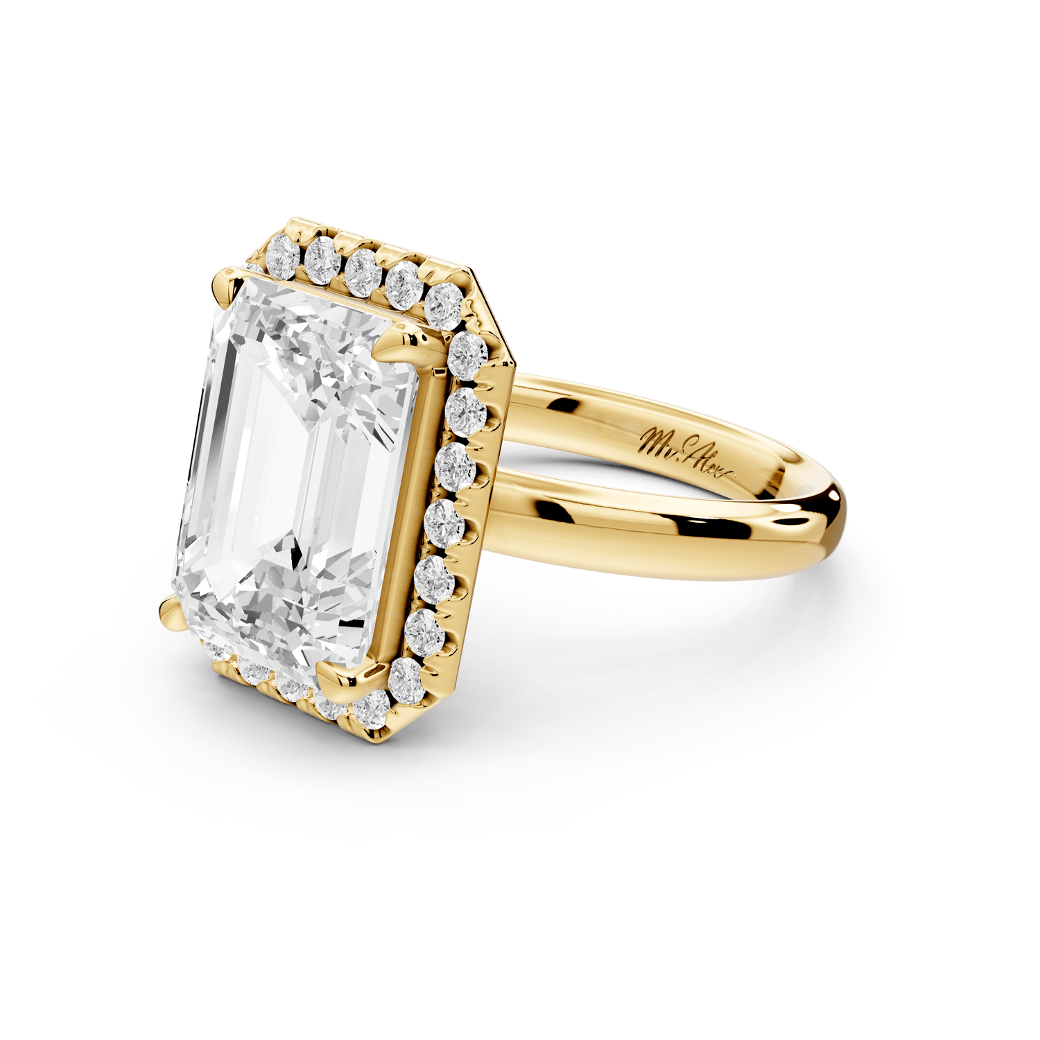 Eliana - 5ct 18k yellow gold oval diamond with halo engagmennt ring - Mr. Alex Jewelry