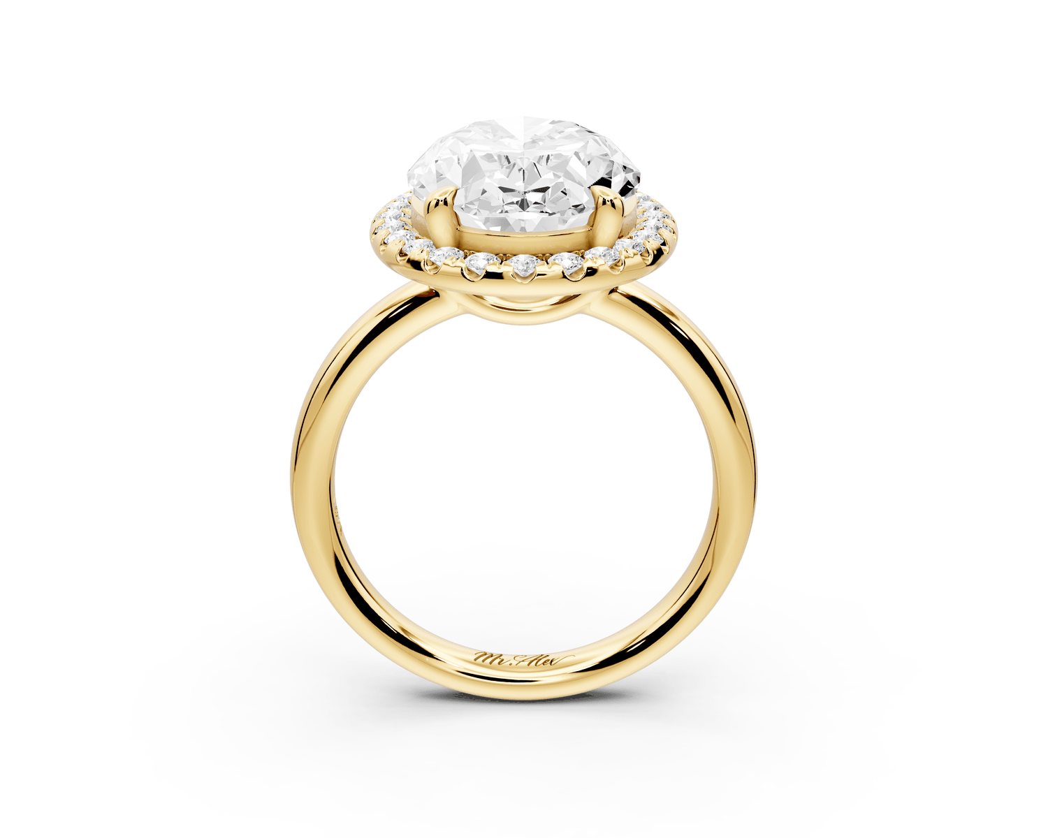 Eliana - 5ct 18k yellow gold pear diamond with halo engagmennt ring - Mr. Alex Jewelry