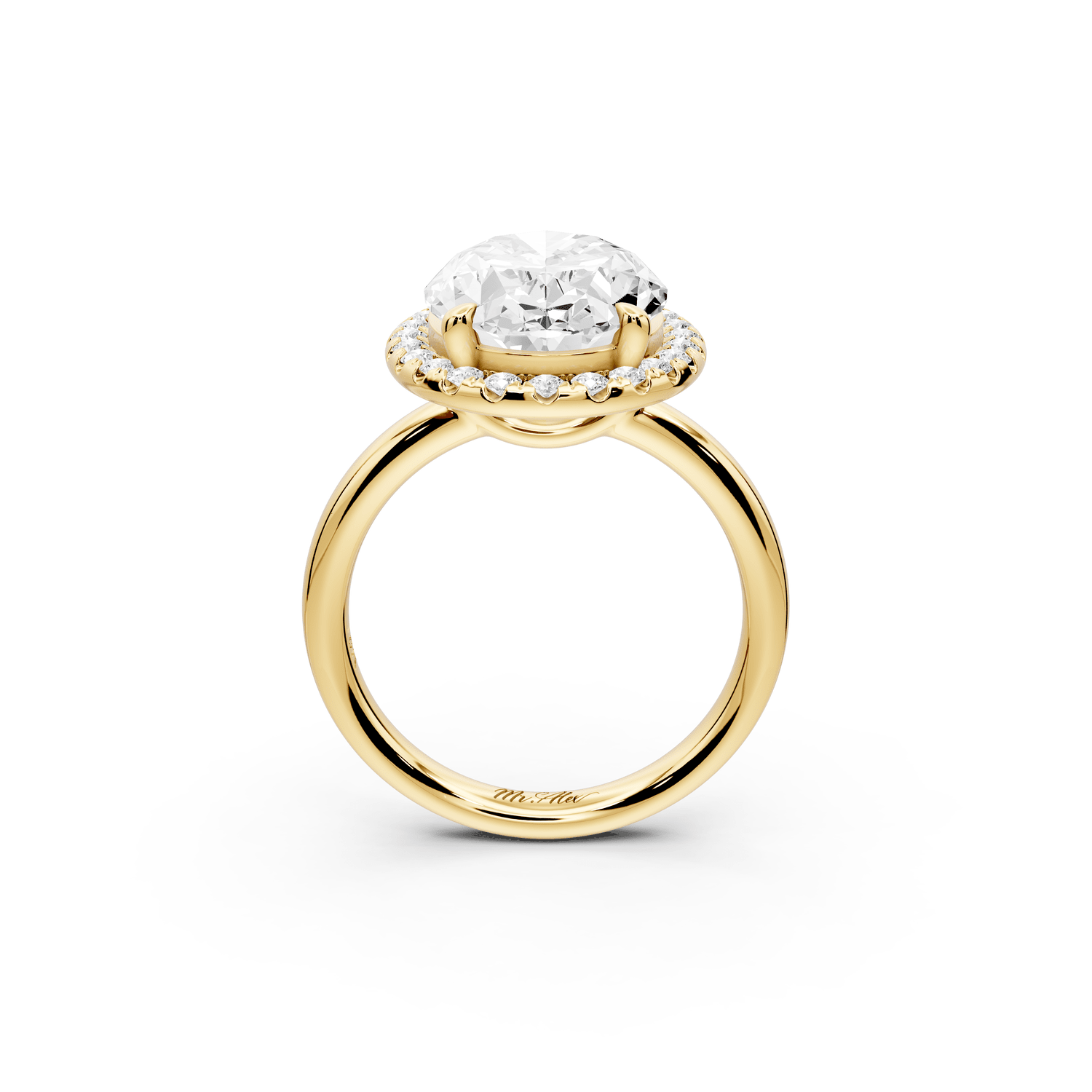 Eliana - 5ct 18k yellow gold pear diamond with halo engagmennt ring - Mr. Alex Jewelry