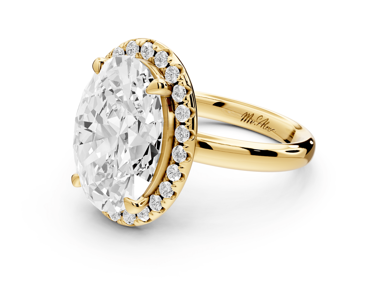 Eliana - 5ct 18k yellow gold pear diamond with halo engagmennt ring - Mr. Alex Jewelry