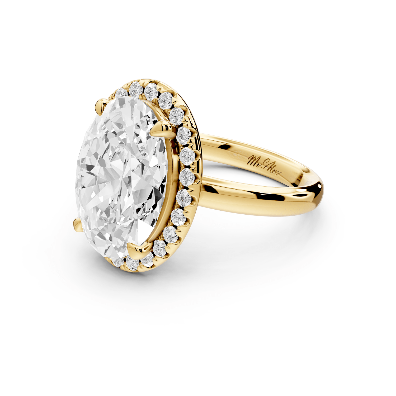 Eliana - 5ct 18k yellow gold pear diamond with halo engagmennt ring - Mr. Alex Jewelry