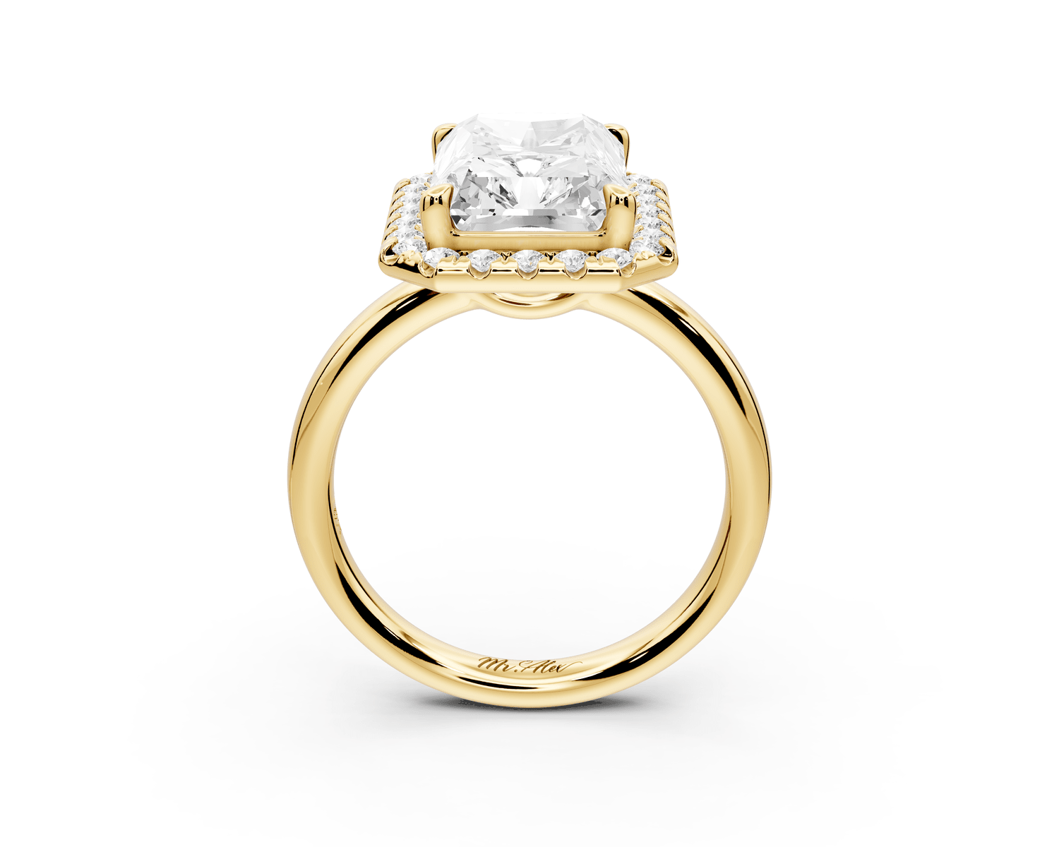 Eliana - 5ct 18k yellow gold radiant diamond with halo engagement ring - Mr. Alex Jewelry