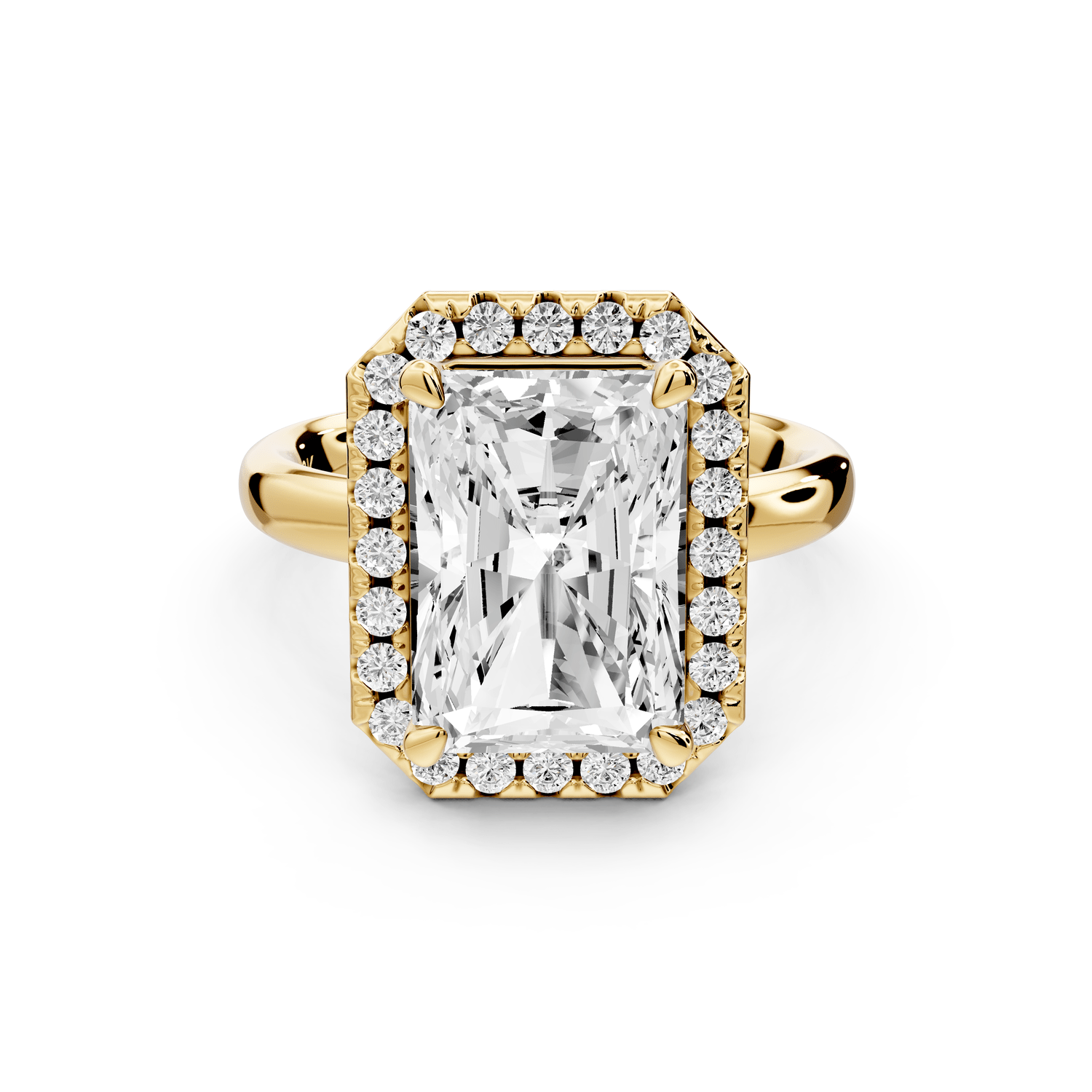 Eliana - 5ct 18k yellow gold radiant diamond with halo engagement ring - Mr. Alex Jewelry
