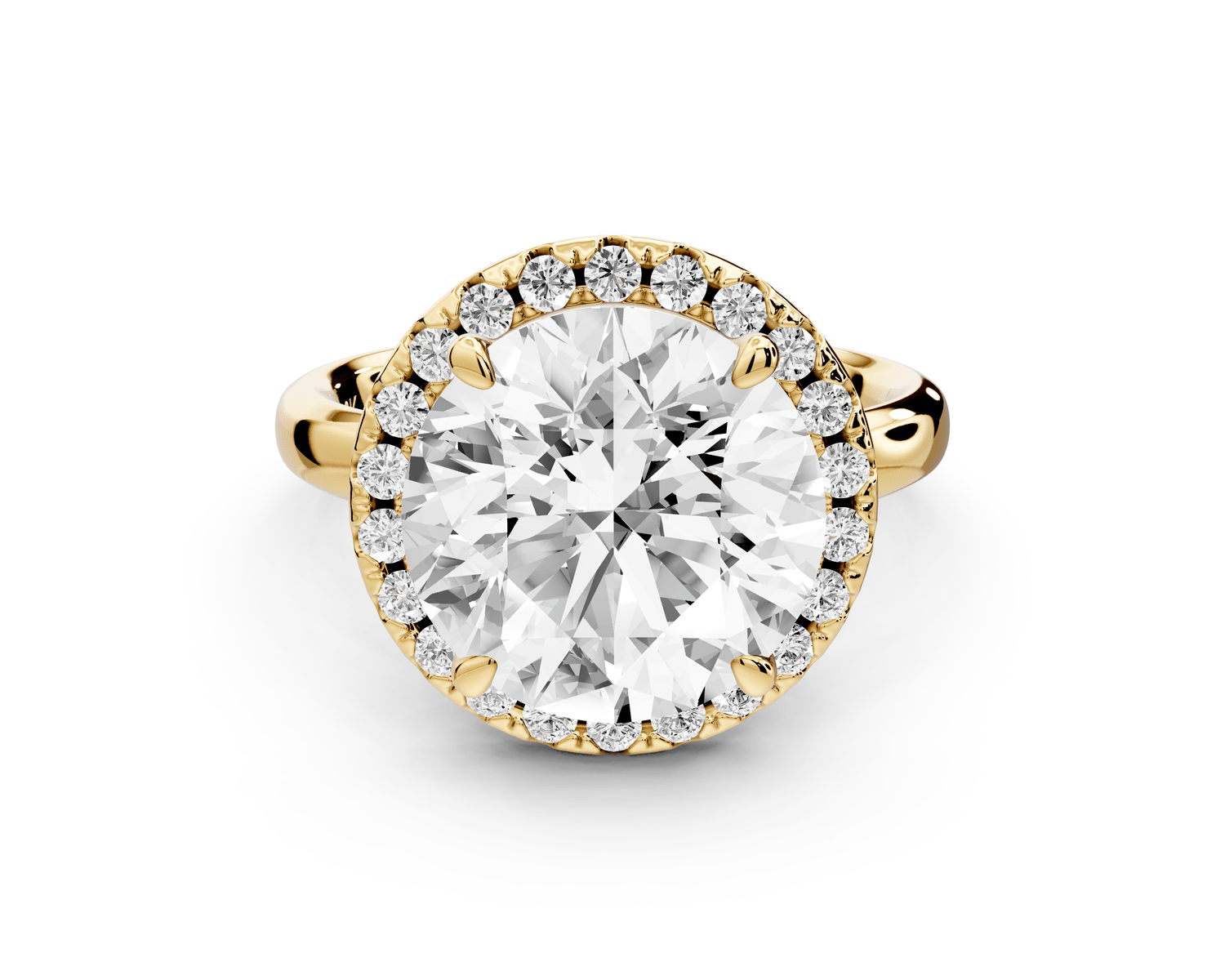 Eliana - 5ct 18k yellow gold round diamond with halo engagmennt ring - Mr. Alex Jewelry