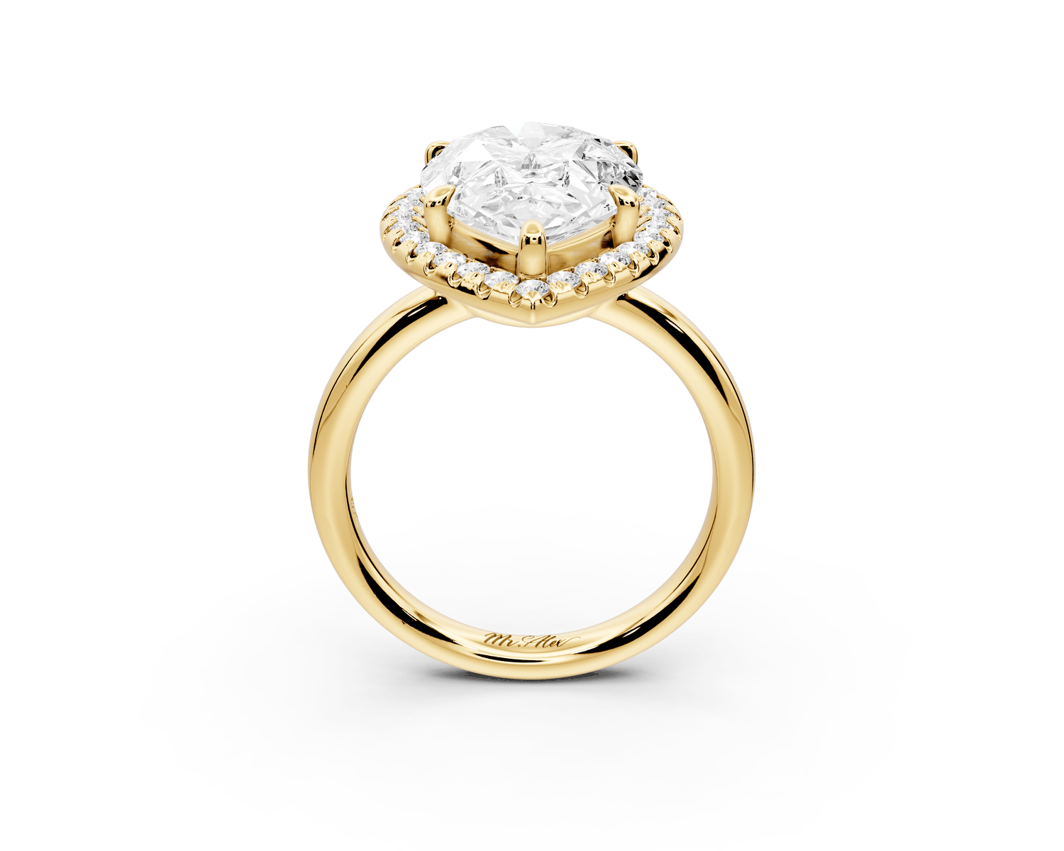 Eliana - 5ct 18k yellow gold round diamond with halo engagmennt ring - Mr. Alex Jewelry