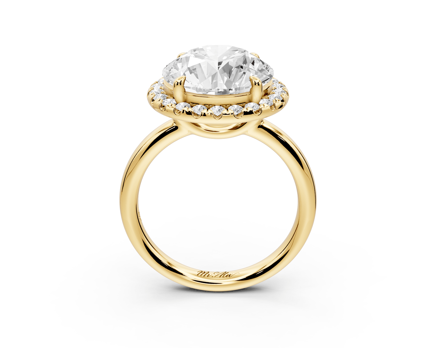 Eliana - 5ct 18k yellow gold round diamond with halo engagmennt ring - Mr. Alex Jewelry