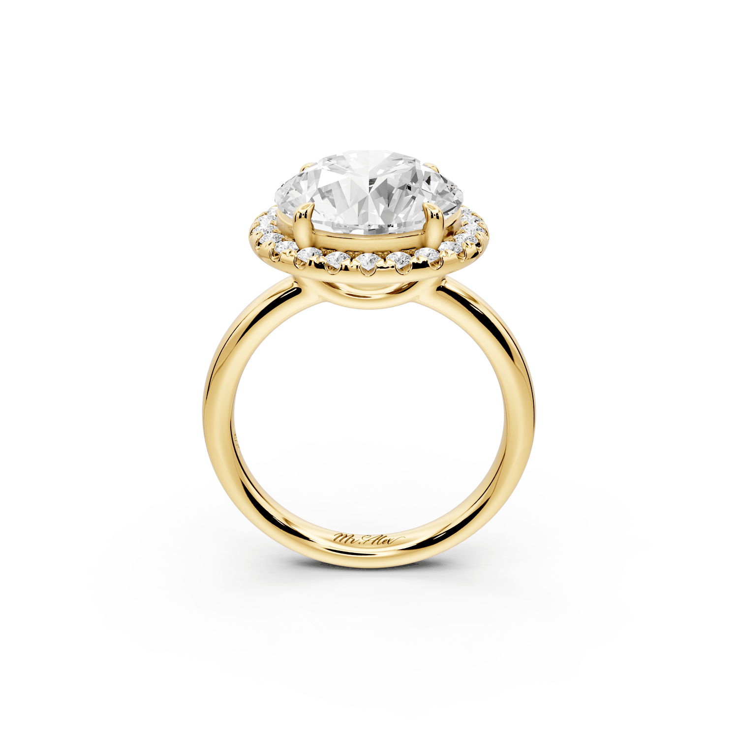 Eliana - 5ct 18k yellow gold round diamond with halo engagmennt ring - Mr. Alex Jewelry