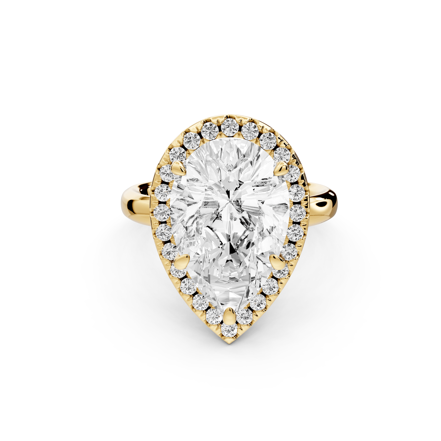 Eliana - 5ct 18k yellow gold round diamond with halo engagmennt ring - Mr. Alex Jewelry