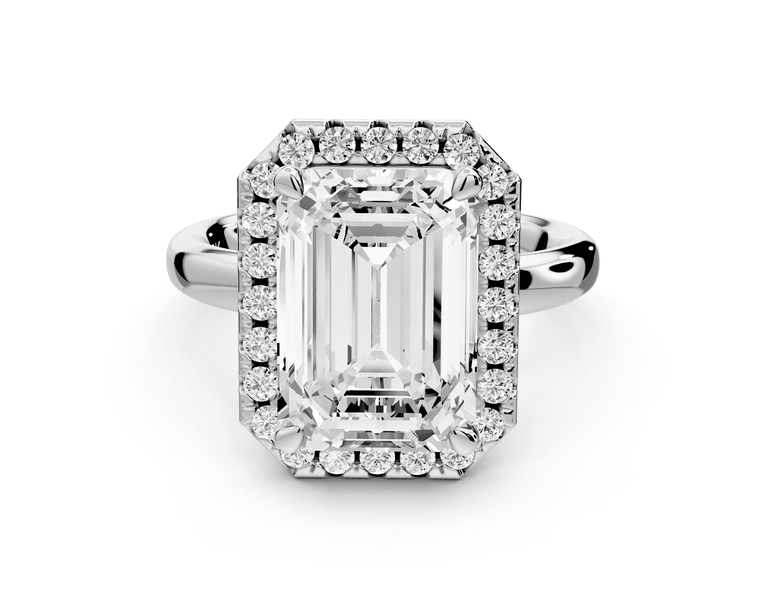 Eliana - 5ct platinum emerald diamond with halo engagmennt ring - Mr. Alex Jewelry