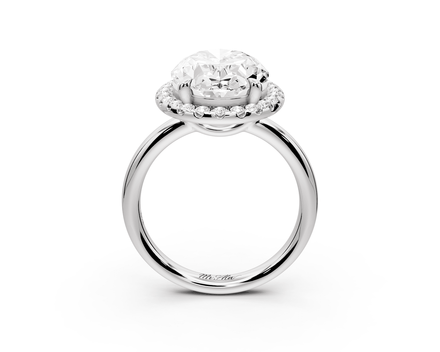 Eliana - 5ct platinum oval diamond with halo engagmennt ring - Mr. Alex Jewelry