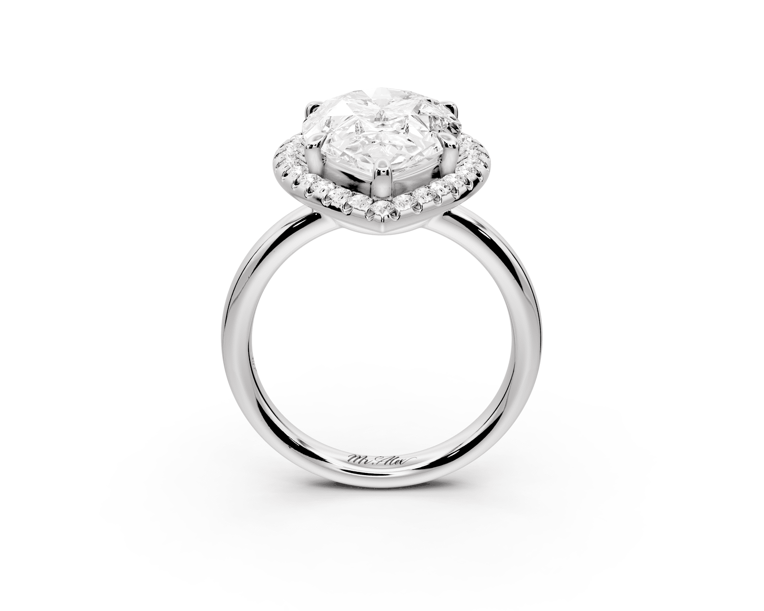 Eliana - 5ct platinum pear diamond with halo engagmennt ring - Mr. Alex Jewelry