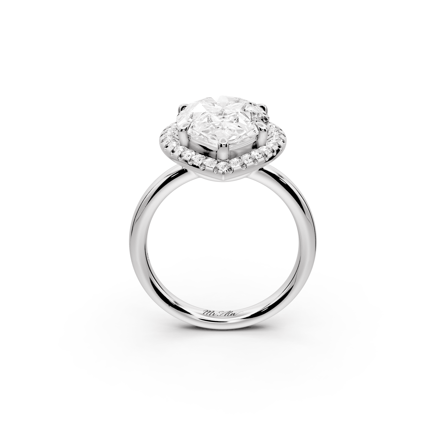 Eliana - 5ct platinum pear diamond with halo engagmennt ring - Mr. Alex Jewelry