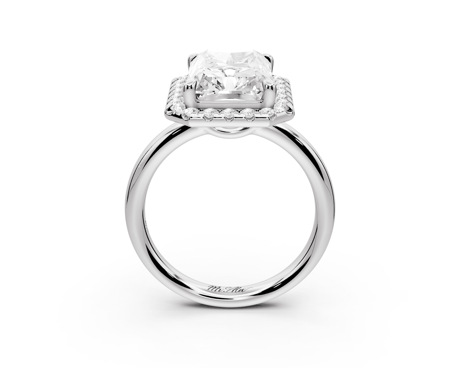 Eliana - 5ct platinum radiant diamond with halo engagement ring - Mr. Alex Jewelry