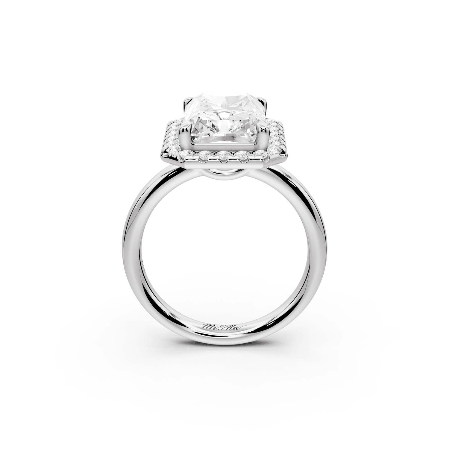 Eliana - 5ct platinum radiant diamond with halo engagement ring - Mr. Alex Jewelry