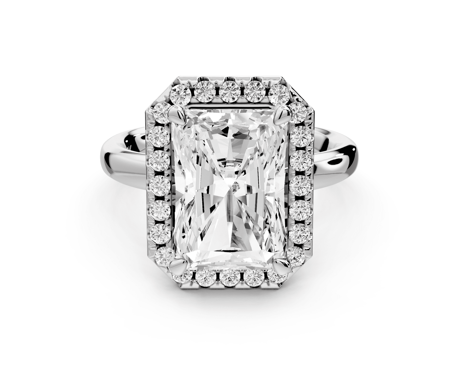 Eliana - 5ct platinum radiant diamond with halo engagement ring - Mr. Alex Jewelry