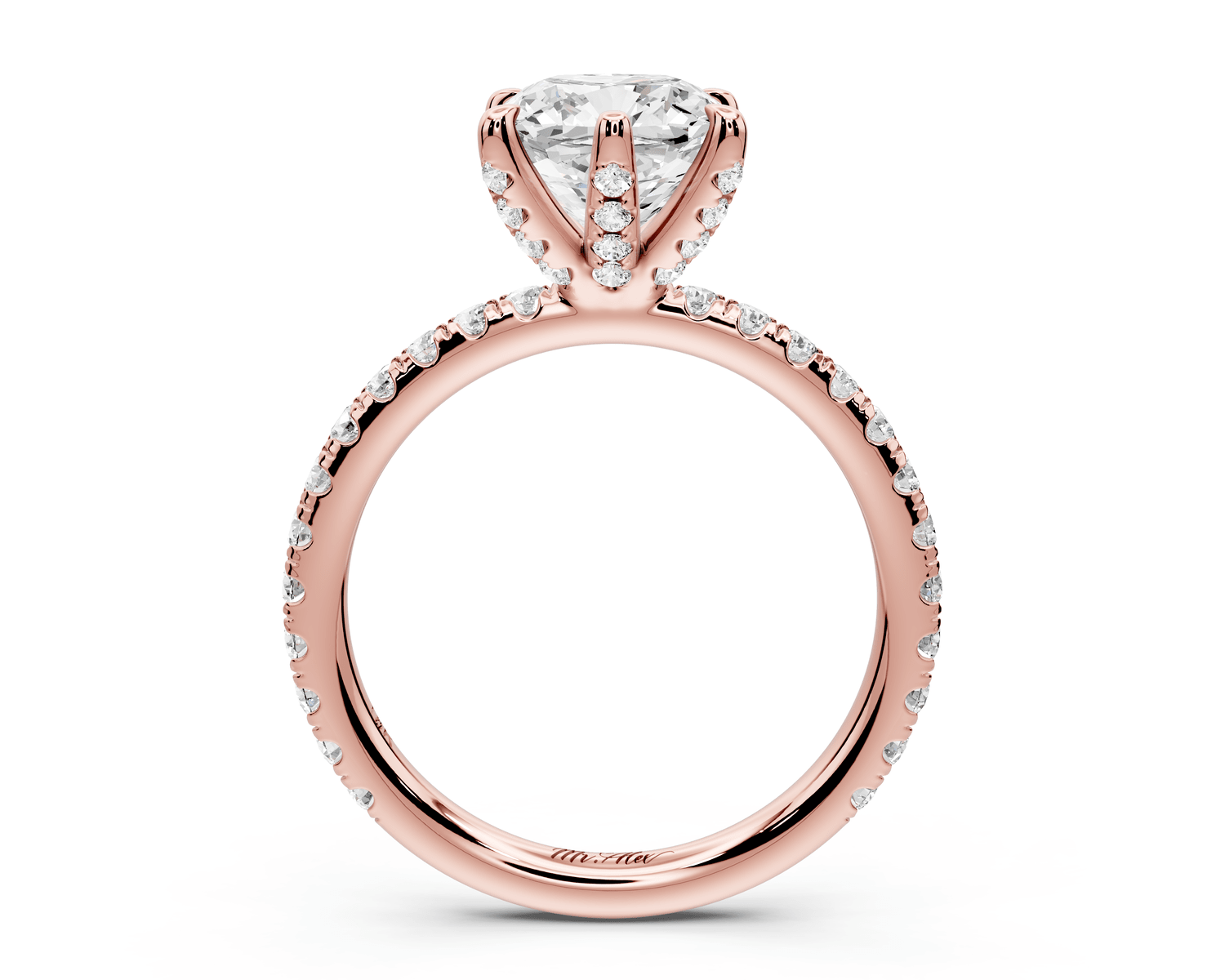 Elise - 2ct 14k rose gold cushion diamond 6 - Talon Prong Diamond Crown with Pavé Engagement Ring - Mr. Alex Jewelry
