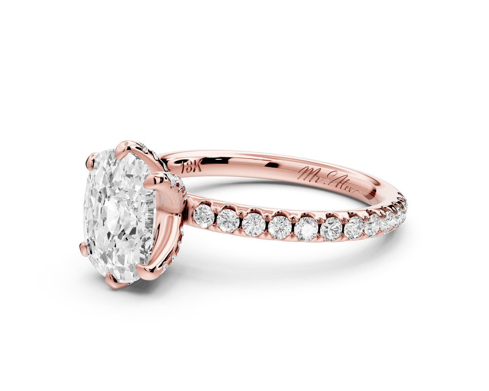 Elise - 2ct 14k rose gold ecushion diamond 6 - Talon Prong Diamond Crown with Pavé Engagement Ring - Mr. Alex Jewelry