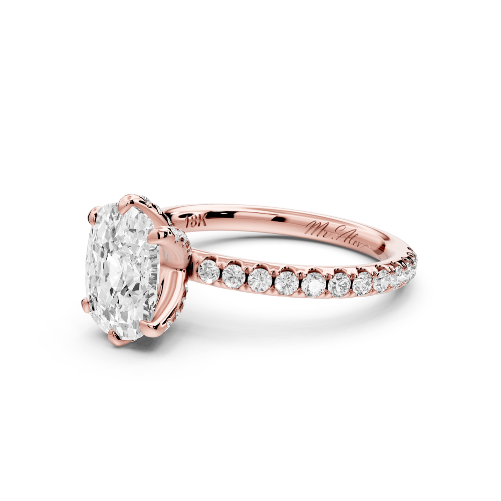 Elise - 2ct 14k rose gold ecushion diamond 6 - Talon Prong Diamond Crown with Pavé Engagement Ring - Mr. Alex Jewelry