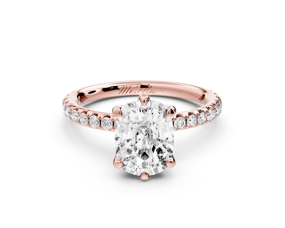 Elise - 2ct 14k rose gold ecushion diamond 6 - Talon Prong Diamond Crown with Pavé Engagement Ring - Mr. Alex Jewelry
