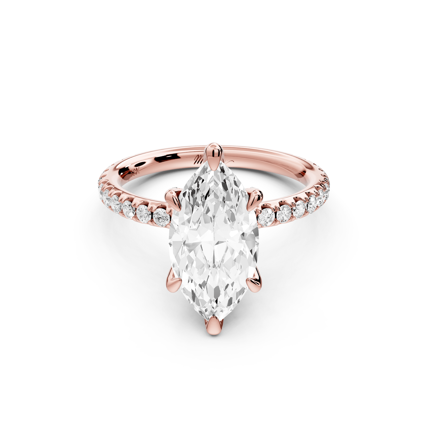 Elise - 2ct 14k rose gold marquise diamond 6 - Talon Prong Diamond Crown with Pavé Engagement Ring - Mr. Alex Jewelry