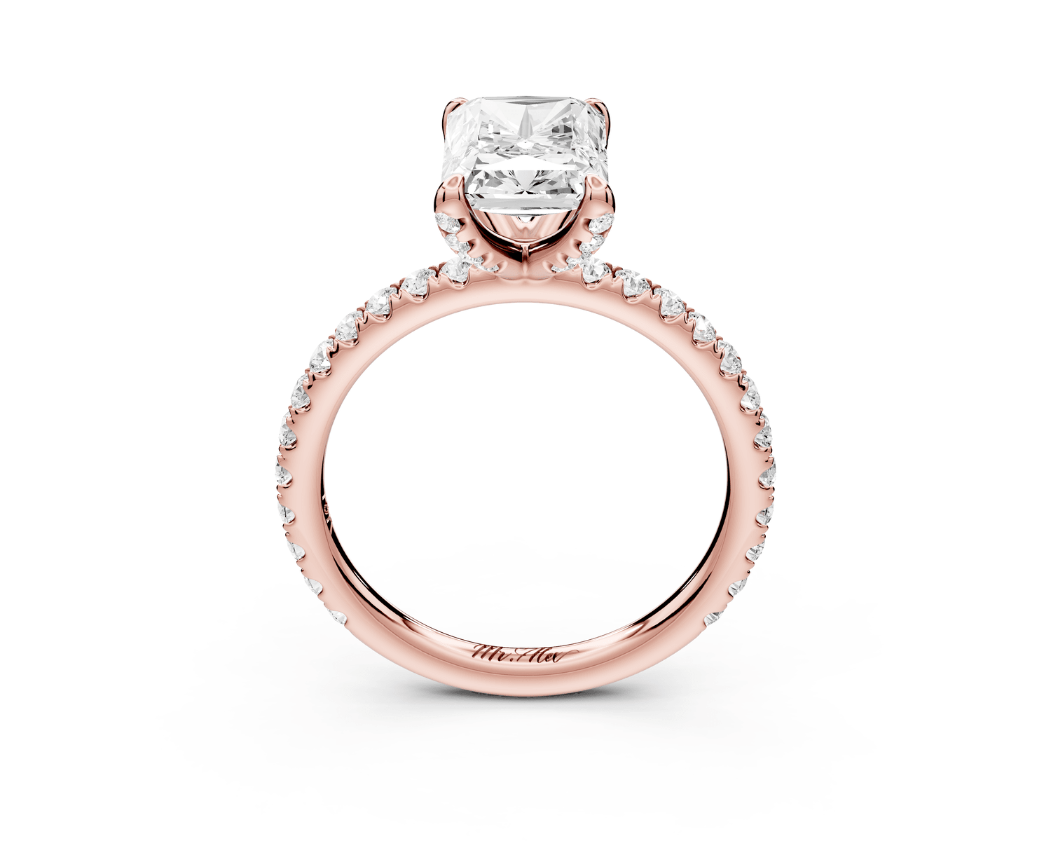 Elise - 2ct 14k rose gold radiant diamond 6 - Talon Prong Diamond Crown with Pavé Engagement Ring - Mr. Alex Jewelry