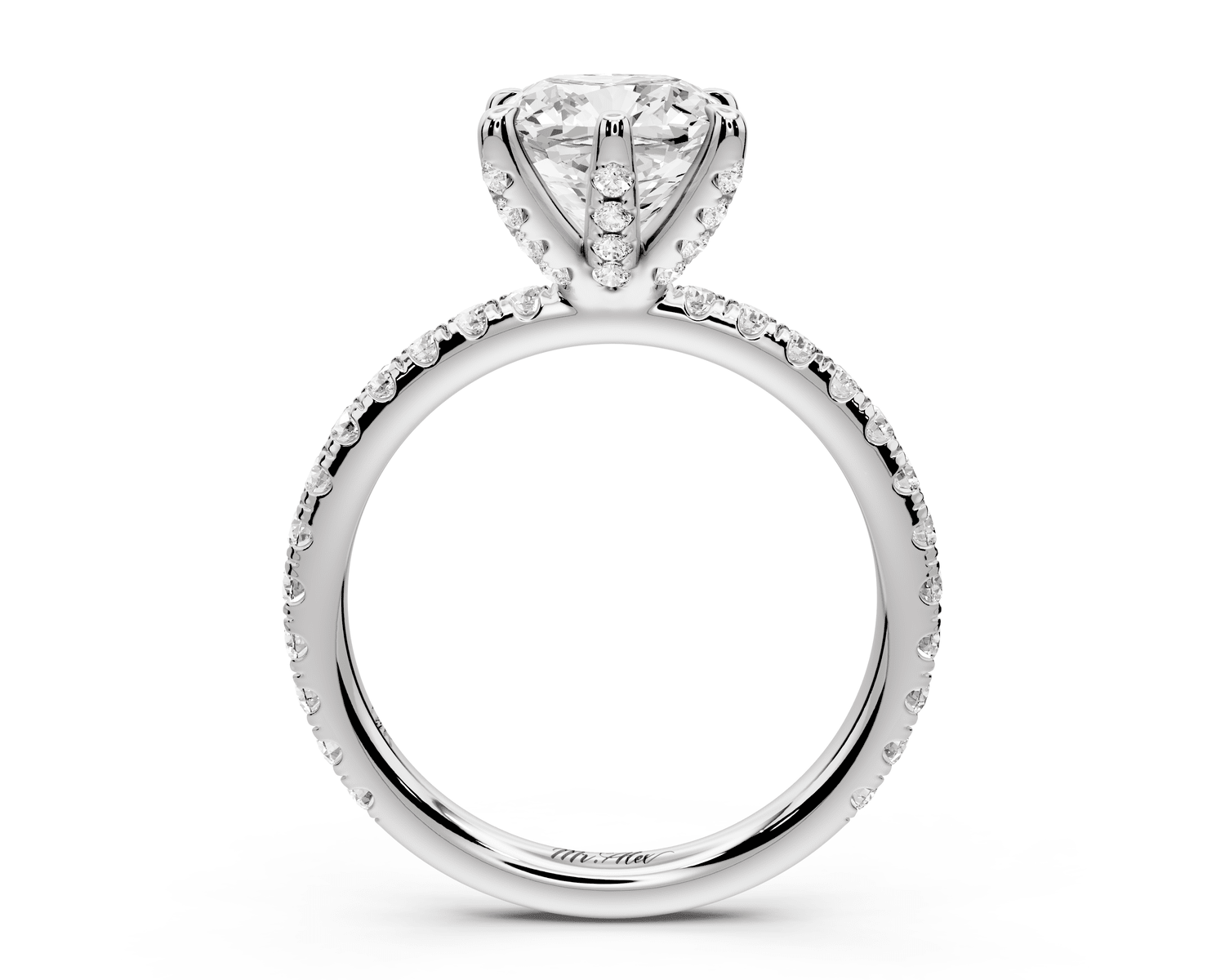 Elise - 2ct 14k white gold cushion diamond 6 - Talon Prong Diamond Crown with Pavé Engagement Ring - Mr. Alex Jewelry