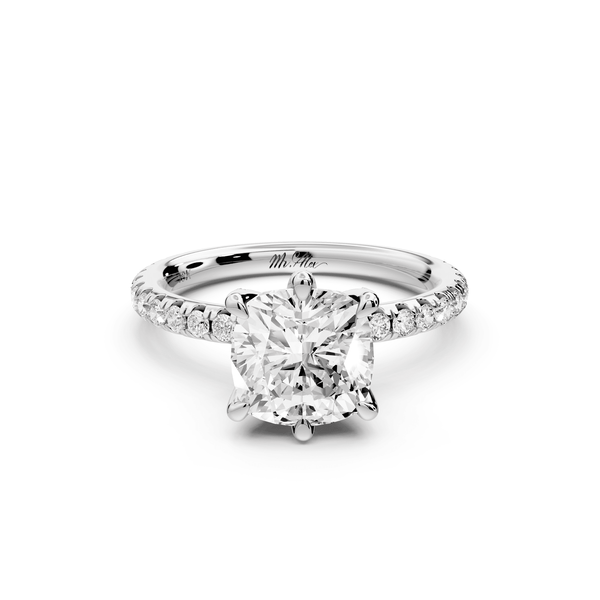 Elise - 2ct 14k white gold cushion diamond 6 - Talon Prong Diamond Crown with Pavé Engagement Ring - Mr. Alex Jewelry