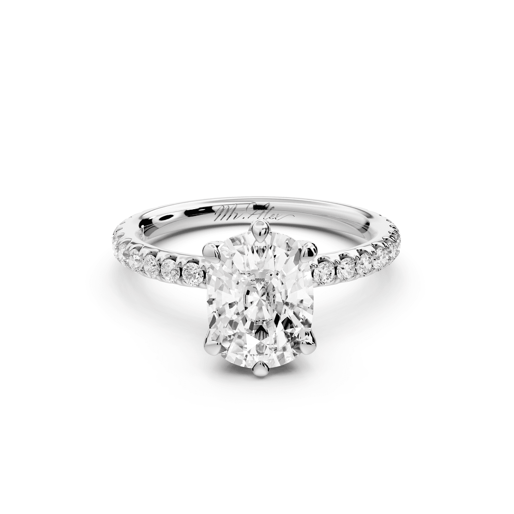 Elise - 2ct 14k white gold ecushion diamond 6 - Talon Prong Diamond Crown with Pavé Engagement Ring - Mr. Alex Jewelry