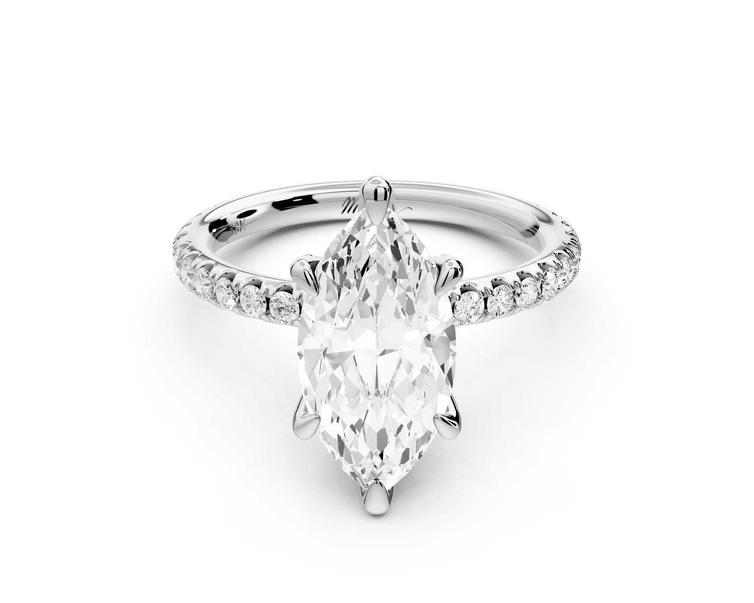 Elise - 2ct 14k white gold marquise diamond 6 - Talon Prong Diamond Crown with Pavé Engagement Ring - Mr. Alex Jewelry