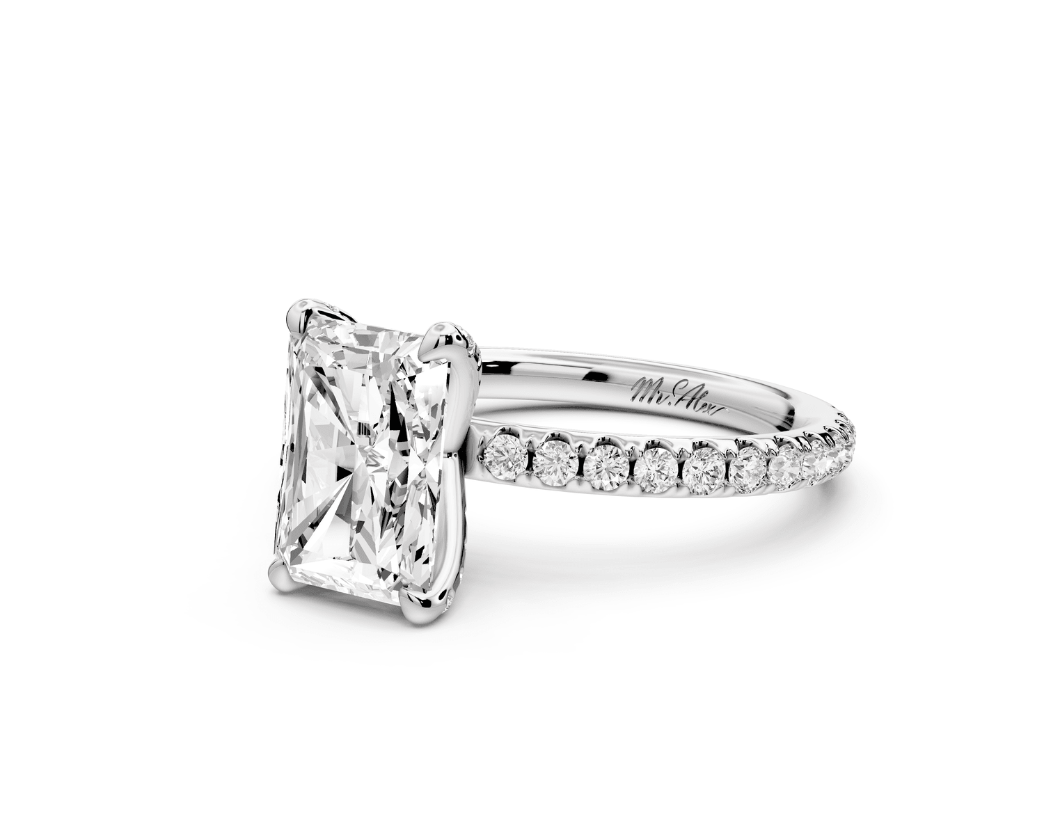 Elise - 2ct 14k white gold radiant diamond 6 - Talon Prong Diamond Crown with Pavé Engagement Ring - Mr. Alex Jewelry