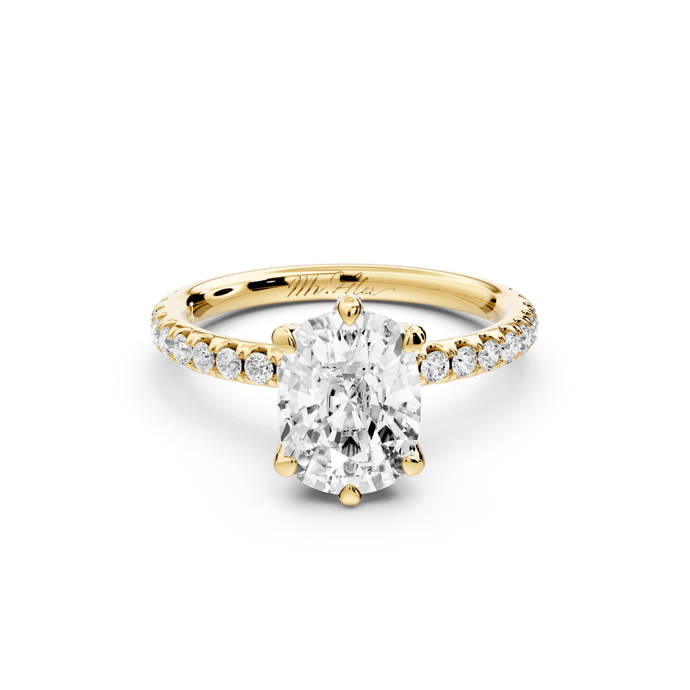Elise - 2ct 14k yellow gold ecushion diamond 6 - Talon Prong Diamond Crown with Pavé Engagement Ring - Mr. Alex Jewelry