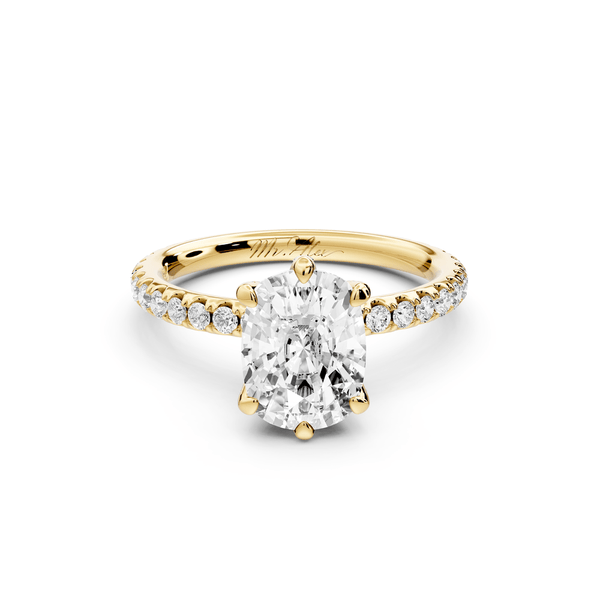 Elise - 2ct 14k yellow gold ecushion diamond 6 - Talon Prong Diamond Crown with Pavé Engagement Ring - Mr. Alex Jewelry
