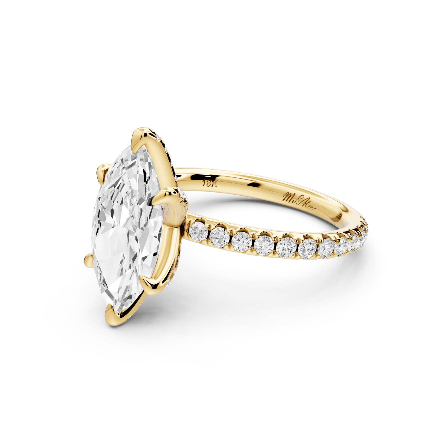 Elise - 2ct 14k yellow gold marquise diamond 6 - Talon Prong Diamond Crown with Pavé Engagement Ring - Mr. Alex Jewelry