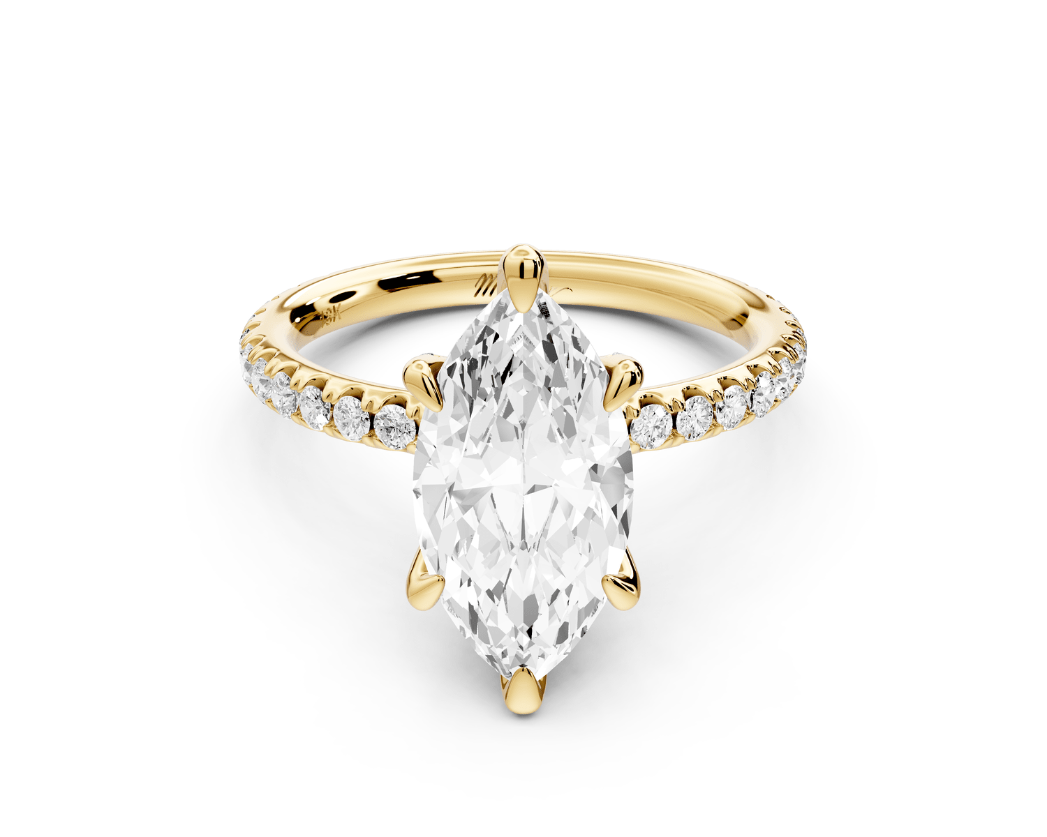 Elise - 2ct 14k yellow gold marquise diamond 6 - Talon Prong Diamond Crown with Pavé Engagement Ring - Mr. Alex Jewelry