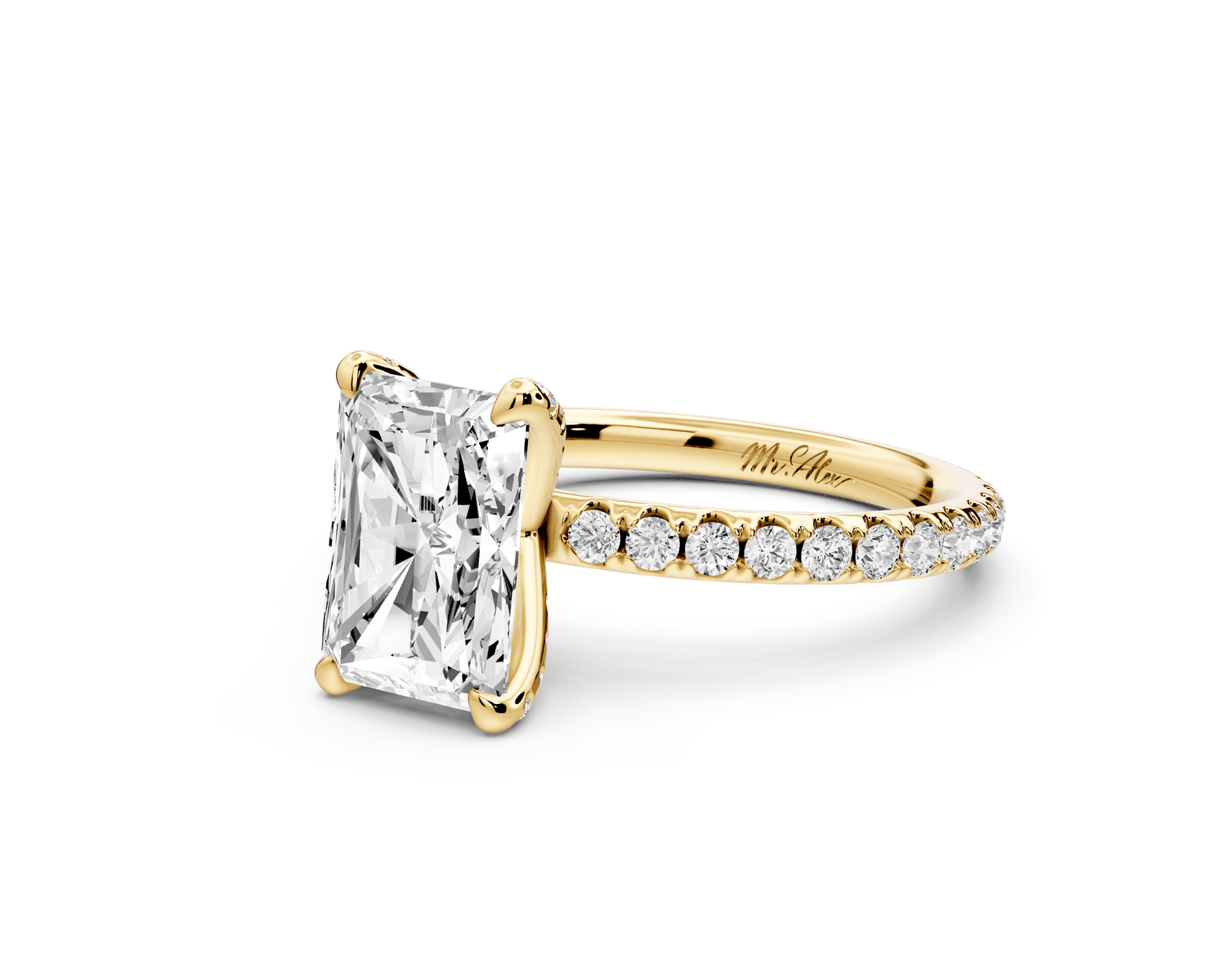 Elise - 2ct 14k yellow gold radiant diamond 6 - Talon Prong Diamond Crown with Pavé Engagement Ring - Mr. Alex Jewelry