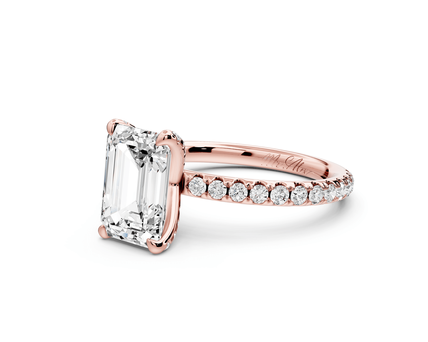 Elise - 2ct 18k rose gold emerald diamond 6 - Talon Prong Diamond Crown with Pavé Engagement Ring - Mr. Alex Jewelry