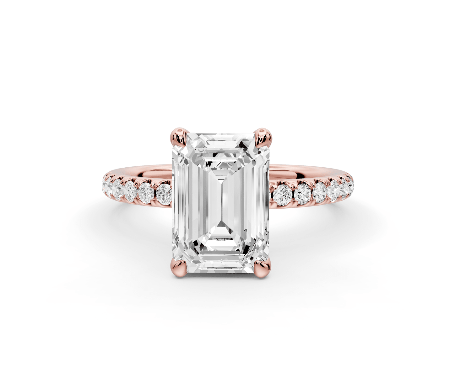 Elise - 2ct 18k rose gold emerald diamond 6 - Talon Prong Diamond Crown with Pavé Engagement Ring - Mr. Alex Jewelry