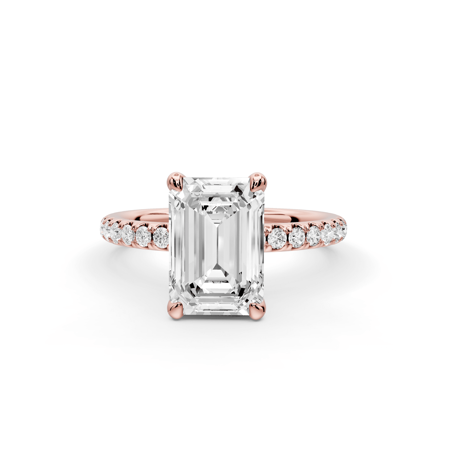 Elise - 2ct 18k rose gold emerald diamond 6 - Talon Prong Diamond Crown with Pavé Engagement Ring - Mr. Alex Jewelry