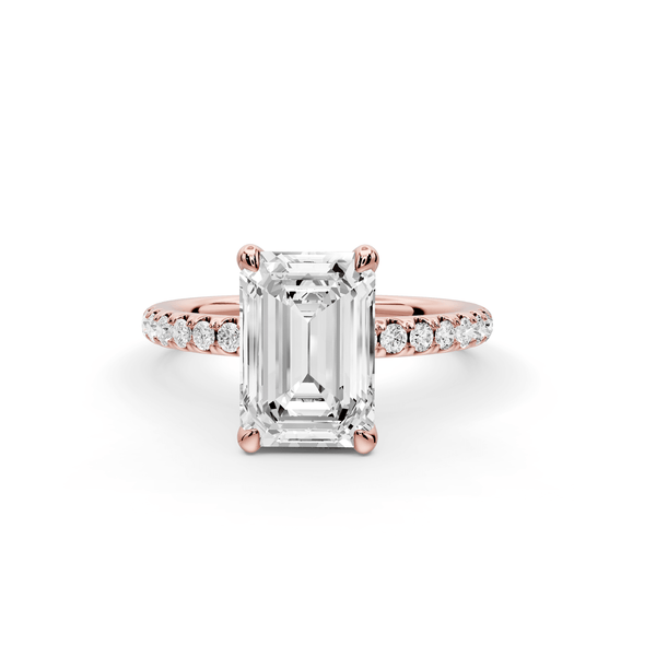 Elise - 2ct 18k rose gold emerald diamond 6 - Talon Prong Diamond Crown with Pavé Engagement Ring - Mr. Alex Jewelry