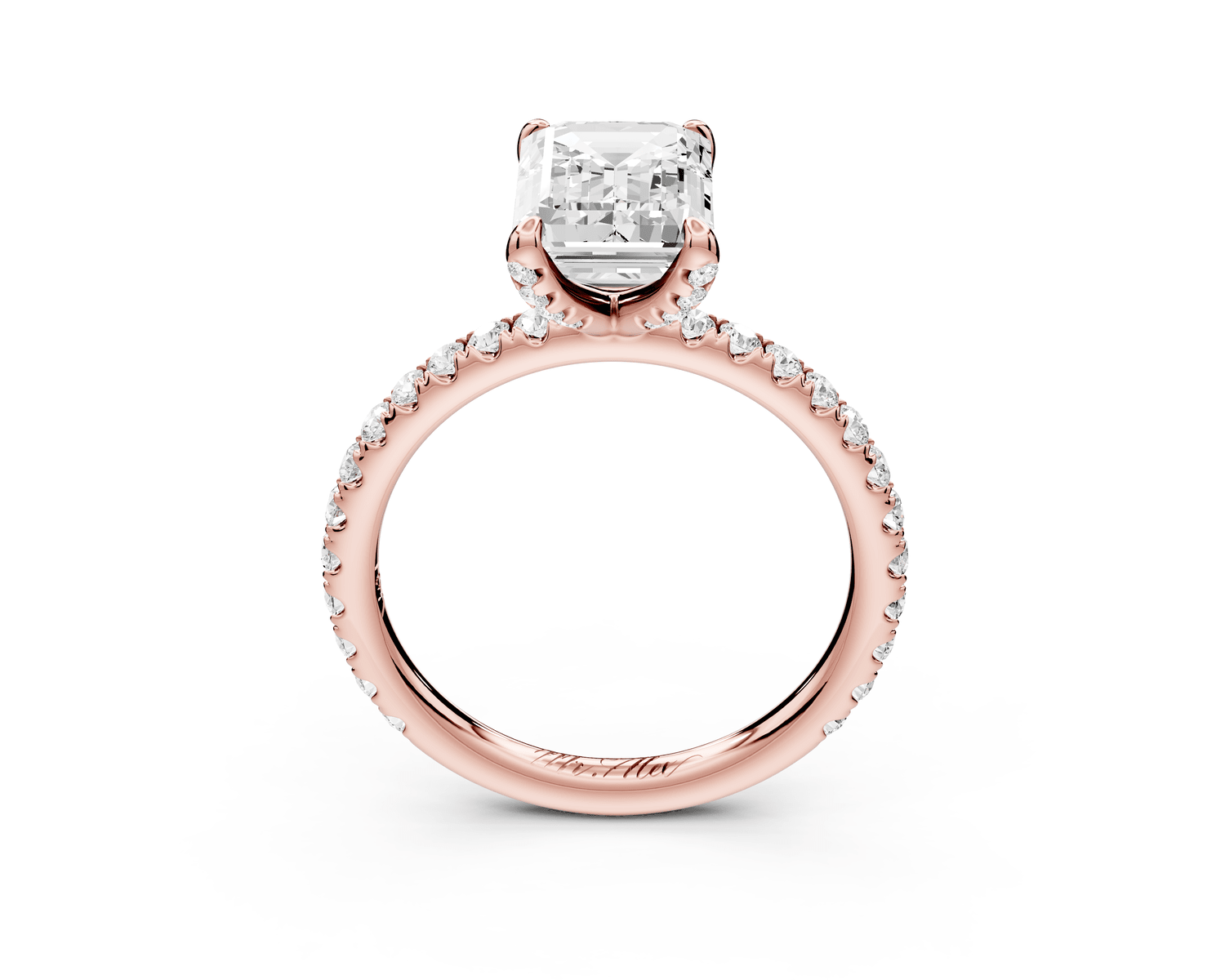 Elise - 2ct 18k rose gold emerald diamond 6 - Talon Prong Diamond Crown with Pavé Engagement Ring - Mr. Alex Jewelry