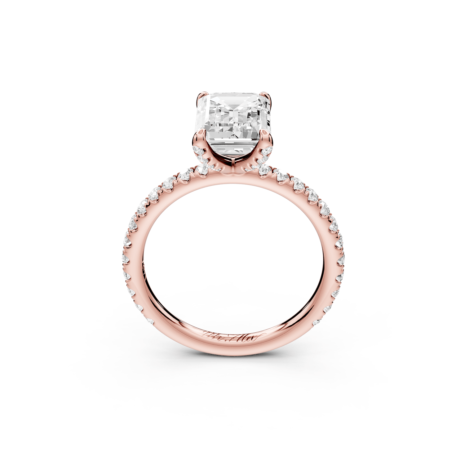 Elise - 2ct 18k rose gold emerald diamond 6 - Talon Prong Diamond Crown with Pavé Engagement Ring - Mr. Alex Jewelry