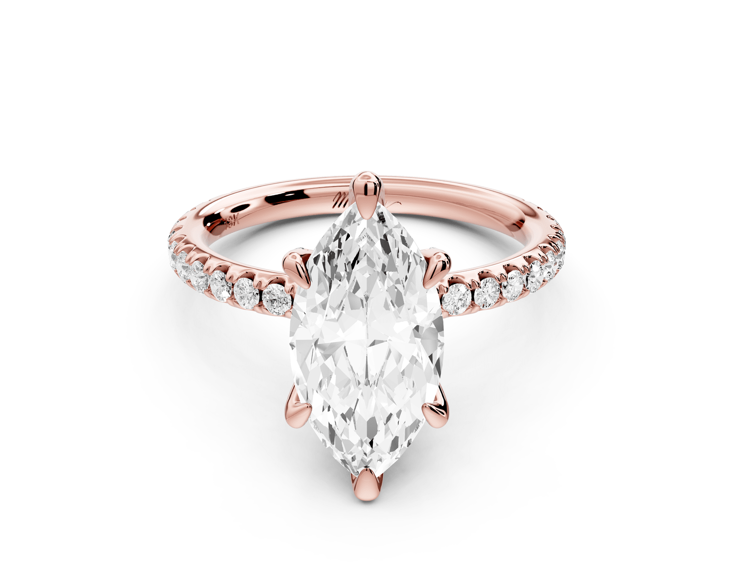Elise - 2ct 18k rose gold marquise diamond 6 - Talon Prong Diamond Crown with Pavé Engagement Ring - Mr. Alex Jewelry