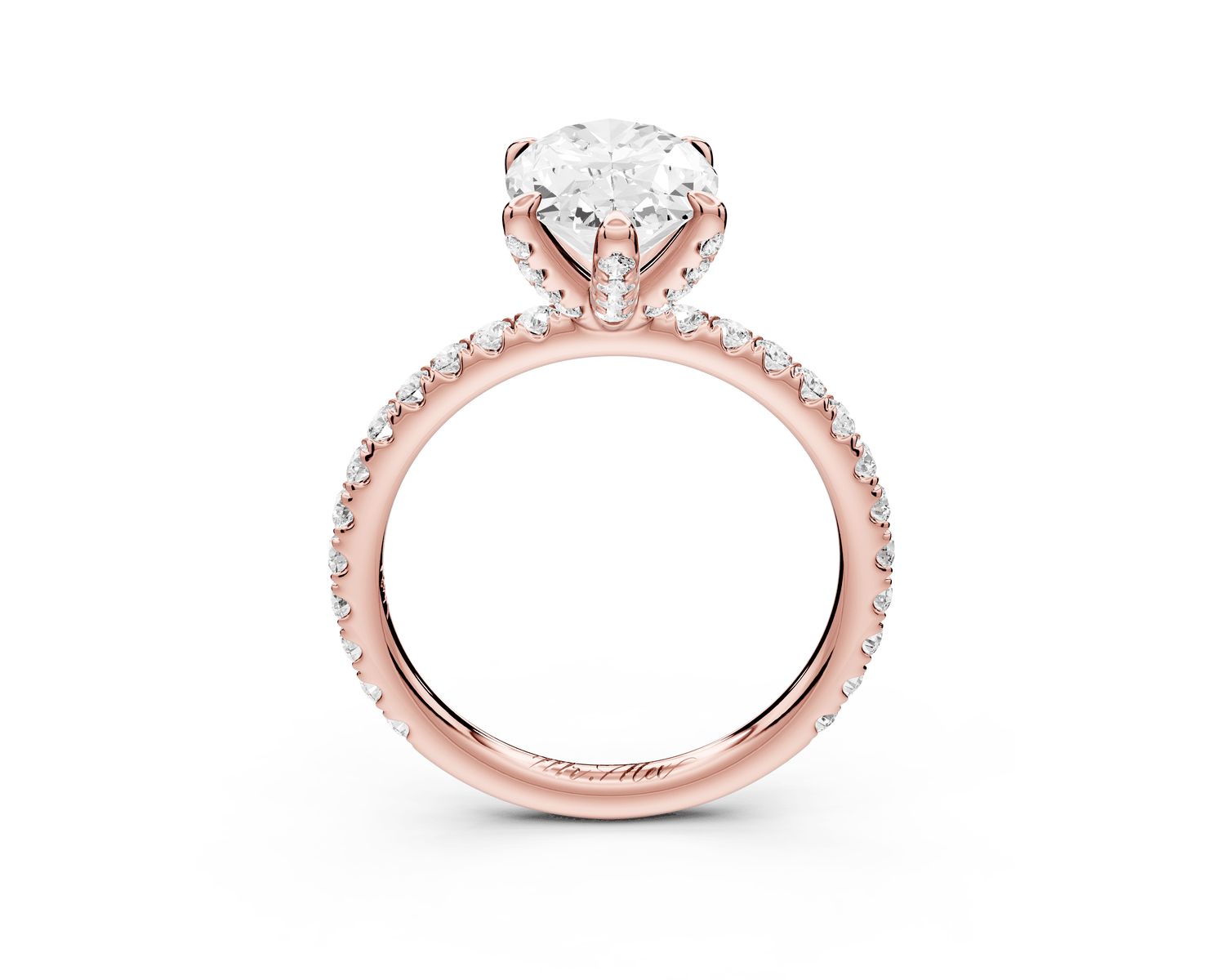 Elise - 2ct 18k rose gold oval diamond 6 - Talon Prong Diamond Crown with Pavé Engagement Ring - Mr. Alex Jewelry