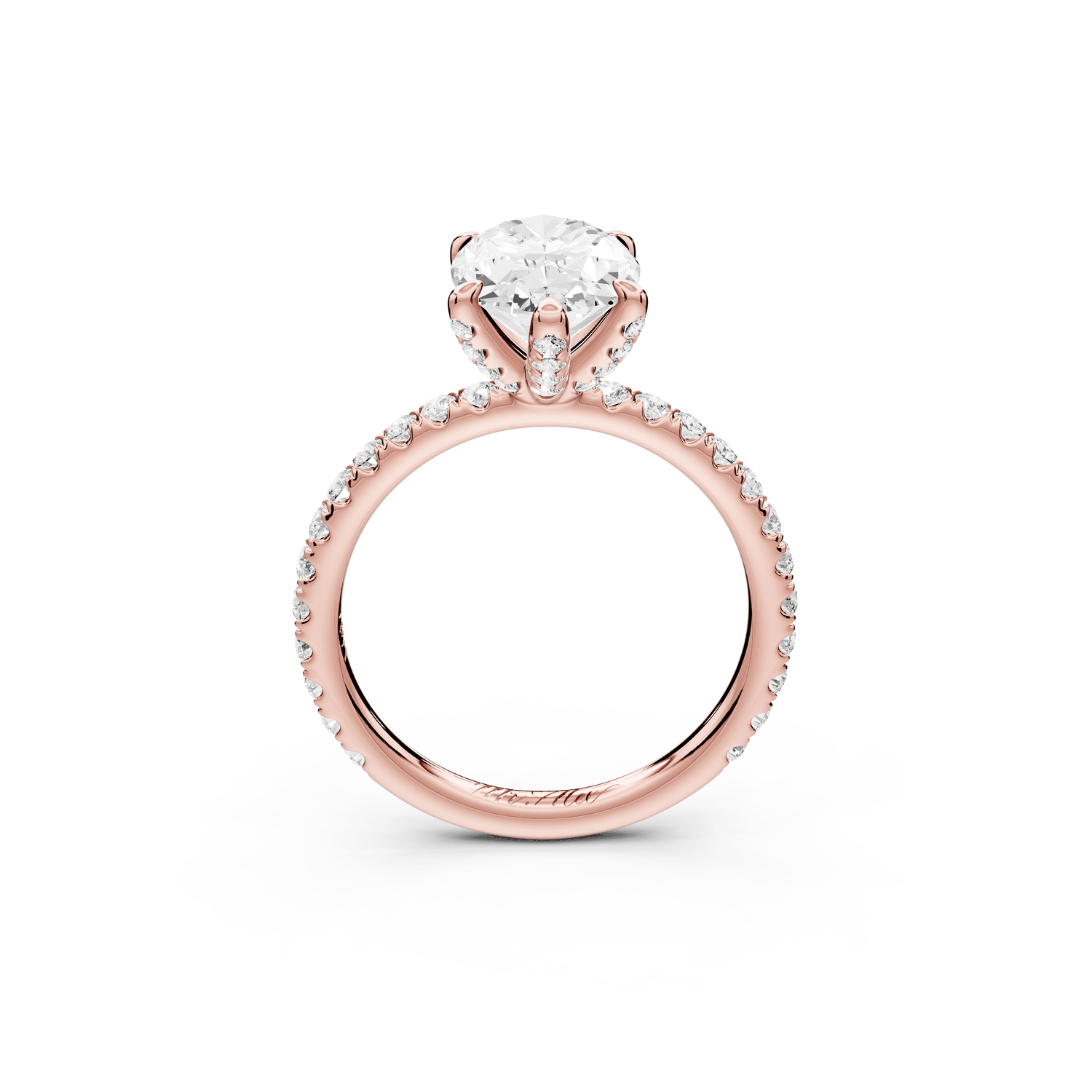 Elise - 2ct 18k rose gold oval diamond 6 - Talon Prong Diamond Crown with Pavé Engagement Ring - Mr. Alex Jewelry