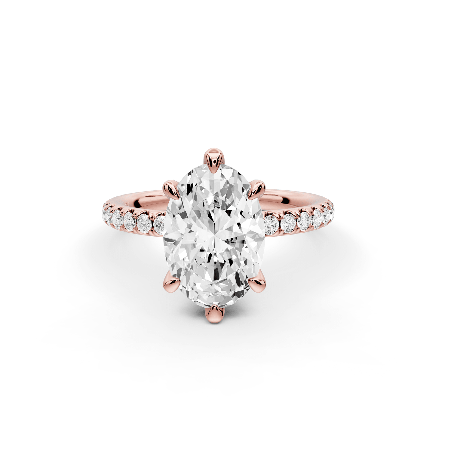 Elise - 2ct 18k rose gold oval diamond 6 - Talon Prong Diamond Crown with Pavé Engagement Ring - Mr. Alex Jewelry