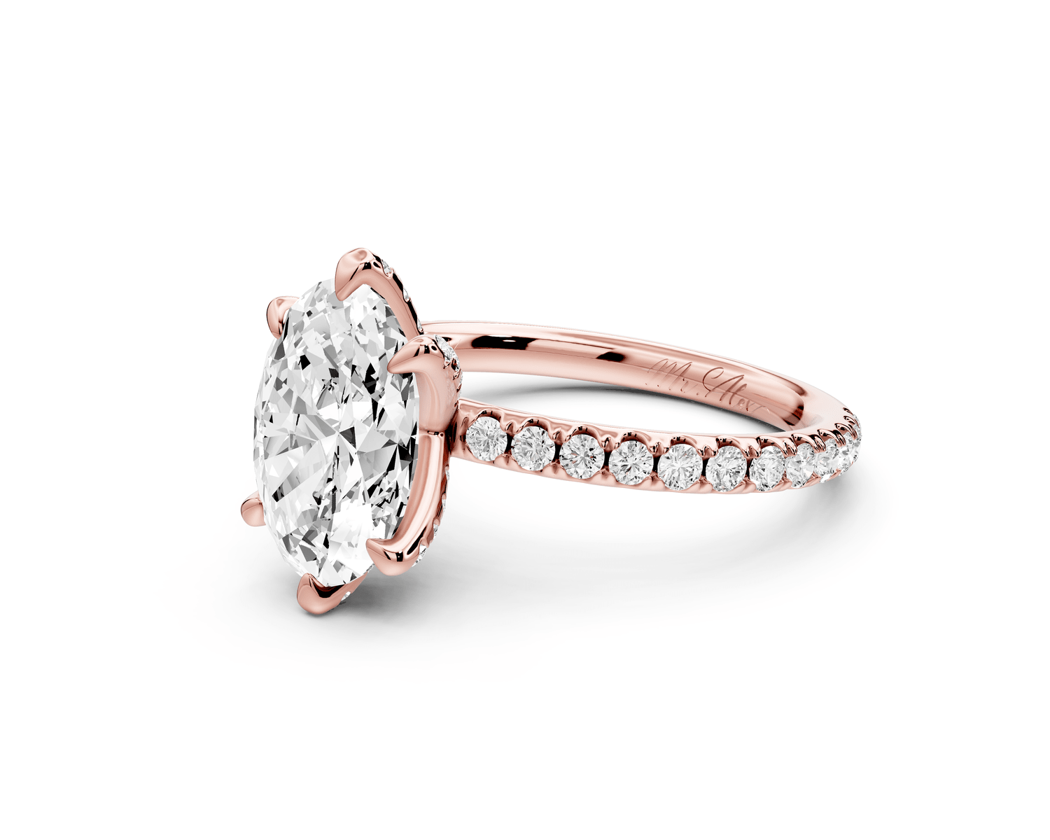 Elise - 2ct 18k rose gold oval diamond 6 - Talon Prong Diamond Crown with Pavé Engagement Ring - Mr. Alex Jewelry