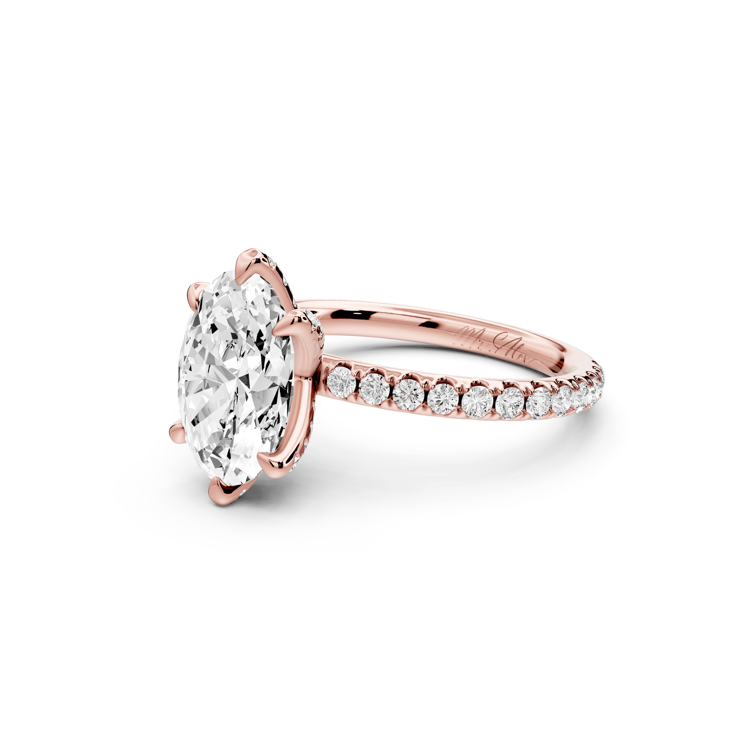 Elise - 2ct 18k rose gold oval diamond 6 - Talon Prong Diamond Crown with Pavé Engagement Ring - Mr. Alex Jewelry
