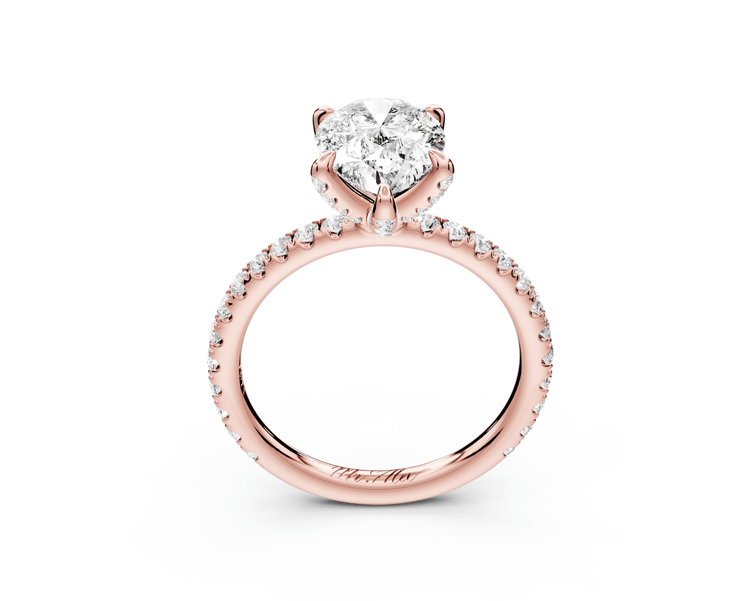 Elise - 2ct 18k rose gold pear diamond 6 - Talon Prong Diamond Crown with Pavé Engagement Ring - Mr. Alex Jewelry